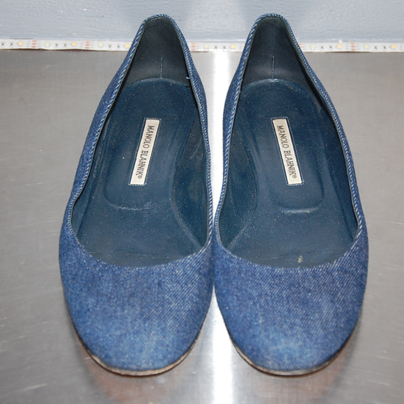 manolo blahnik denim shoes